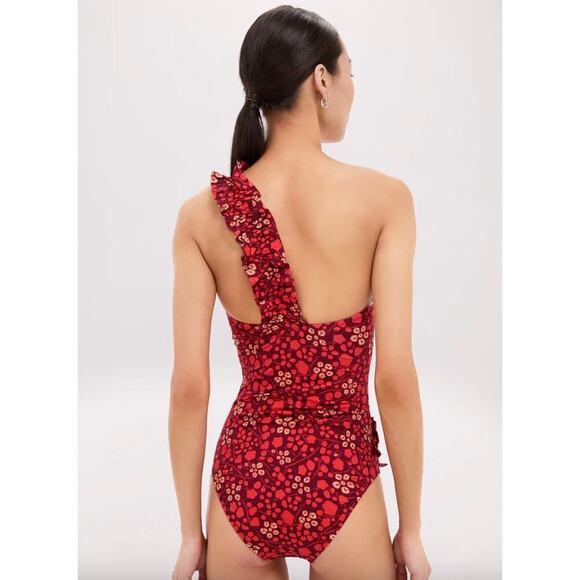 Ulla Johnson Capri Maillot One-Shoulder Ruffled Swimsuit Sz S - Picture 5 of 9